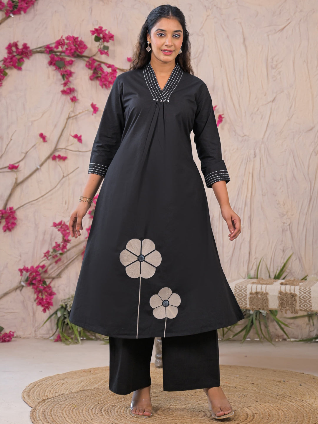 Midnight Bloom A-Line Kurta Set