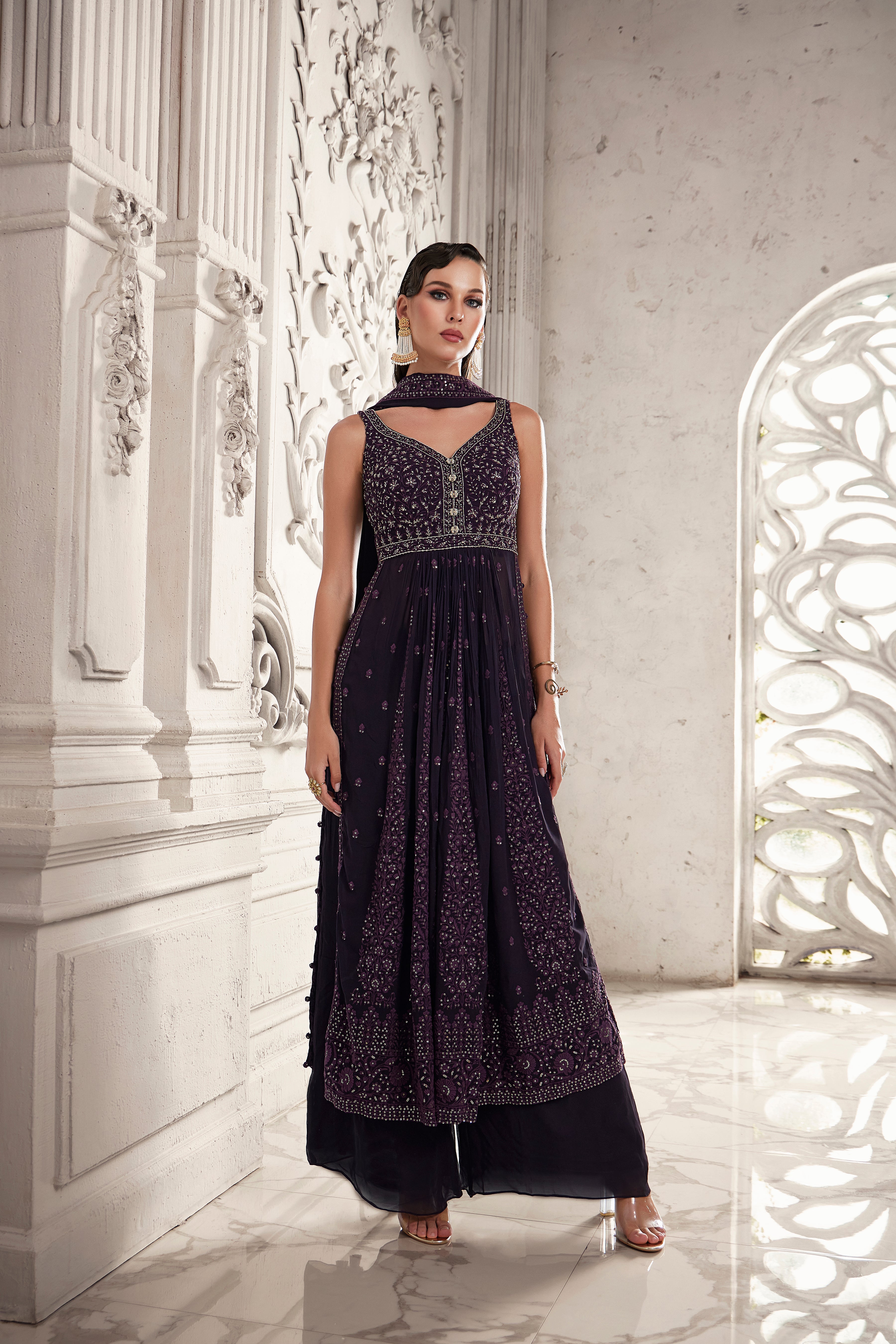Mystical Deep Purple Suit with Metallic Work (AANCHAL M-24) Main image