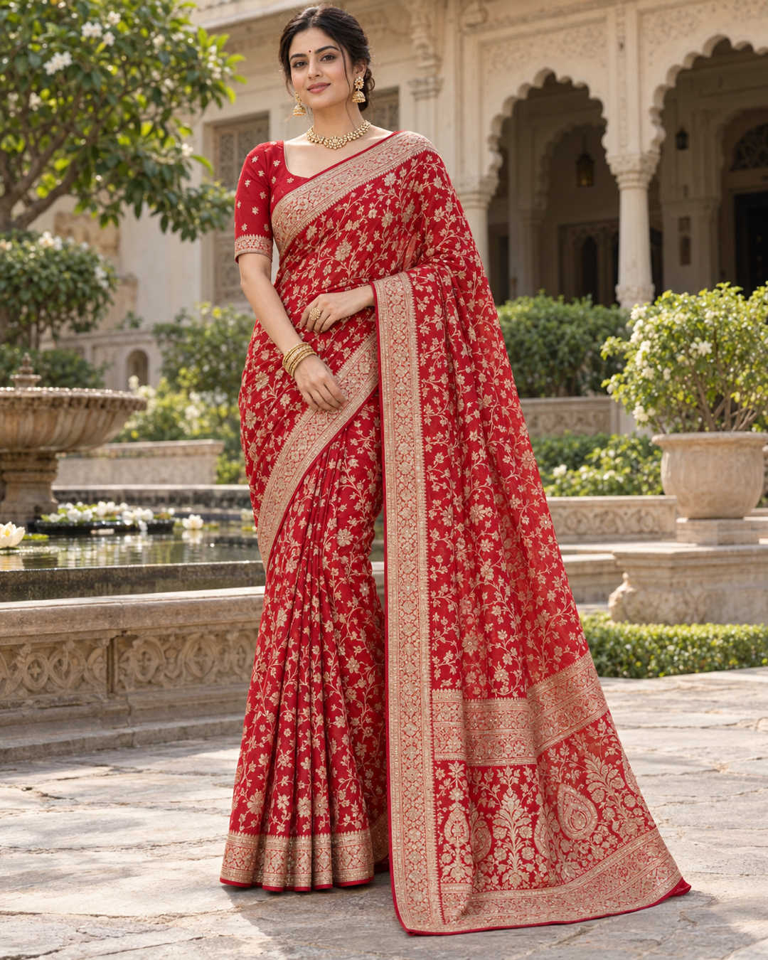 Classic Bridal Red Banarasi Woven Zari Silk Saree