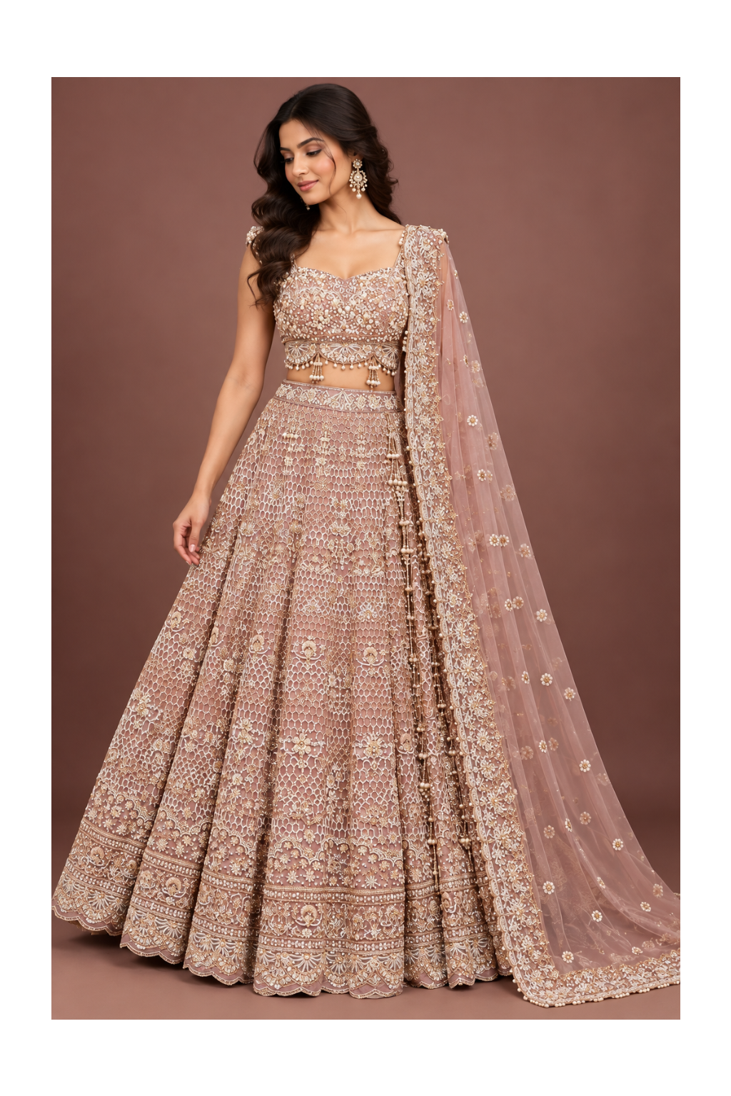 Blush Mauve Handcrafted Embroidered Bridal Lehenga – ODHNI