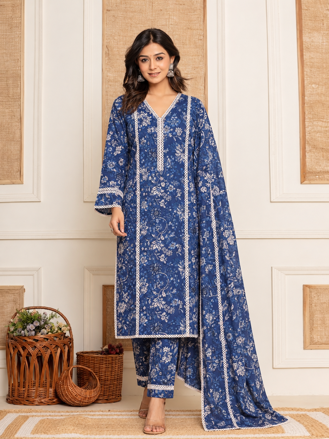 Elegant Floral Print Kurta Set Main image