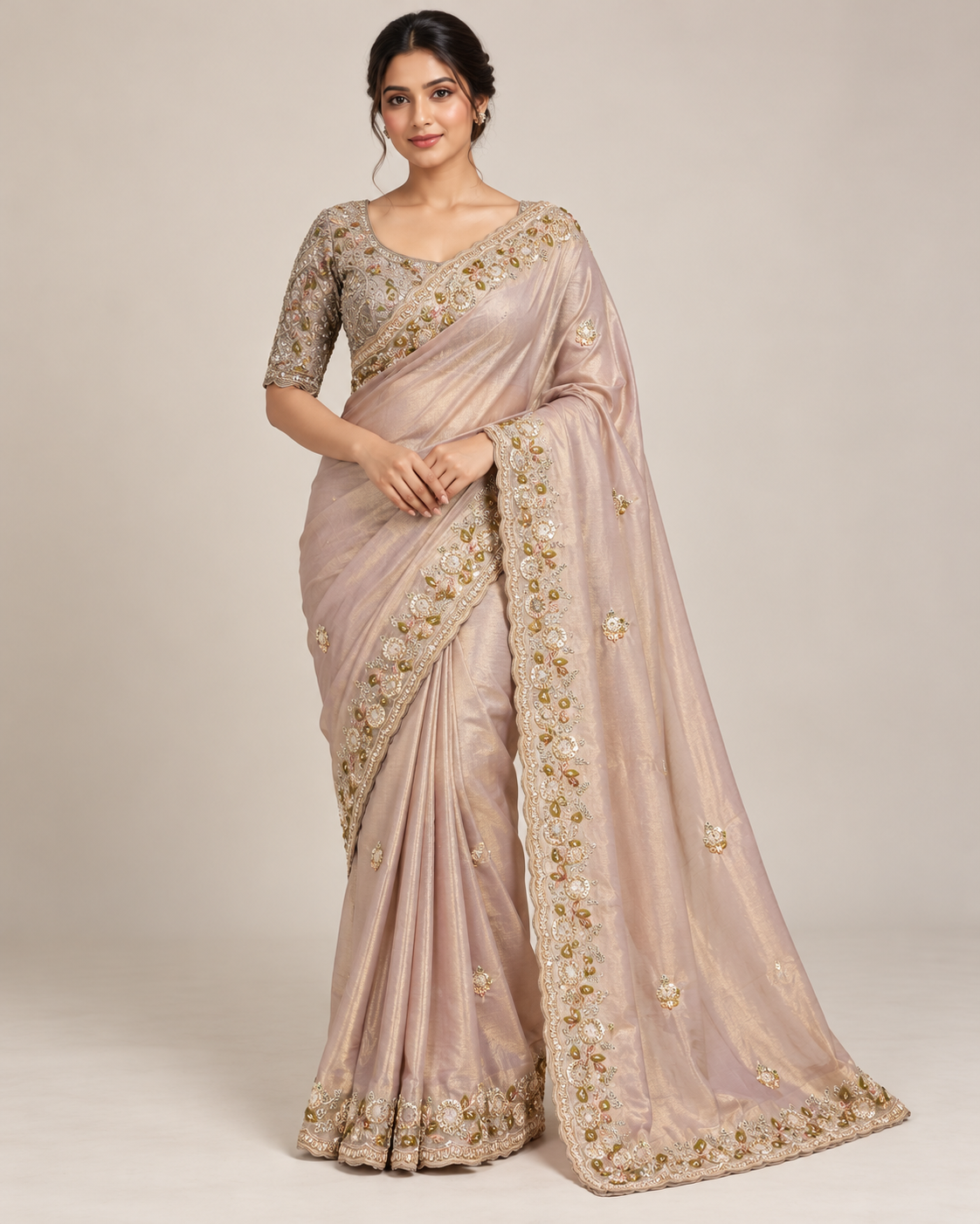 Blush Lilac Embellished Saree