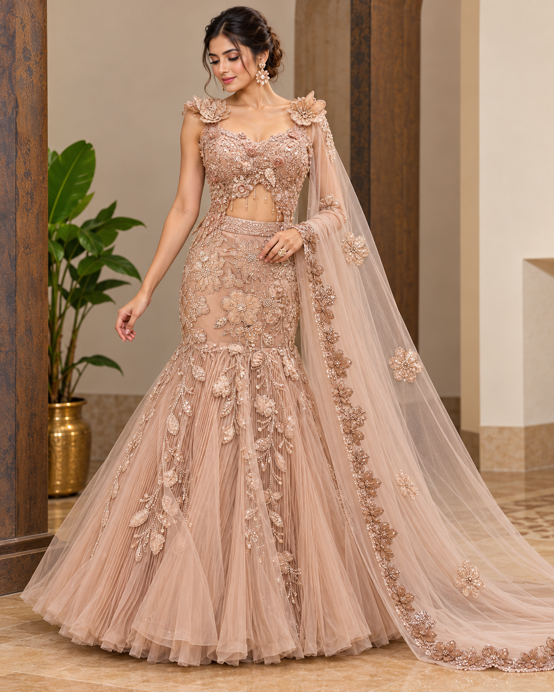 Blush Couture Mermaid Lehenga Set