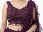 Midnight Plum Ruffled Drape Lehenga Set