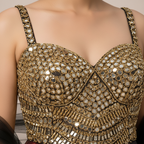 Midnight : Geometric Color-Block Silk Lehenga