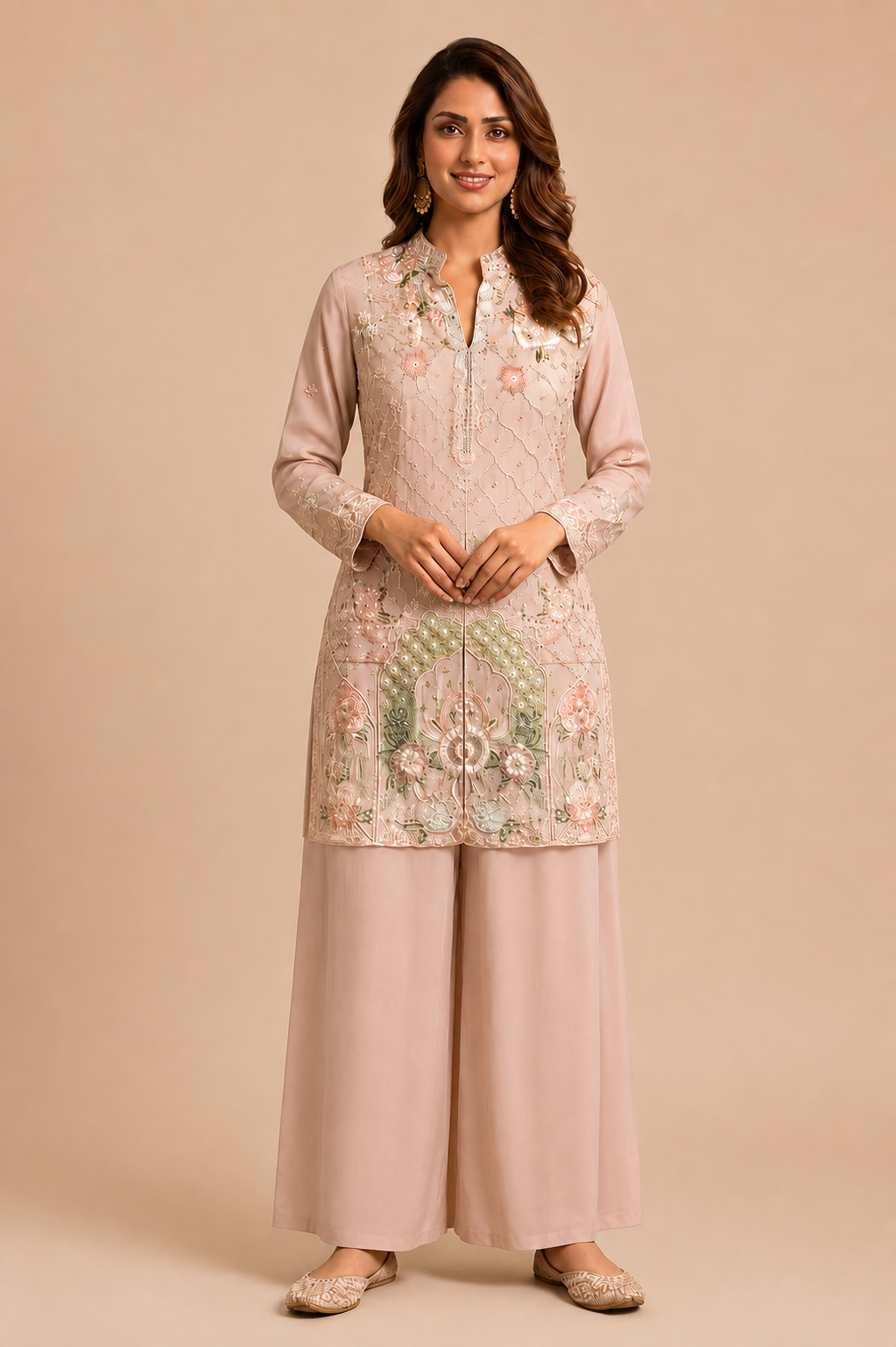 Hand-Embroidered Georgette Sharara Suit Set Main image