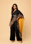 Midnight Black Embroidered Cape Jumpsuit