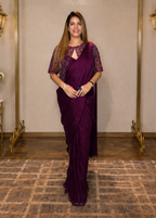 Opulent Wine Pre-Pleated Drape Saree