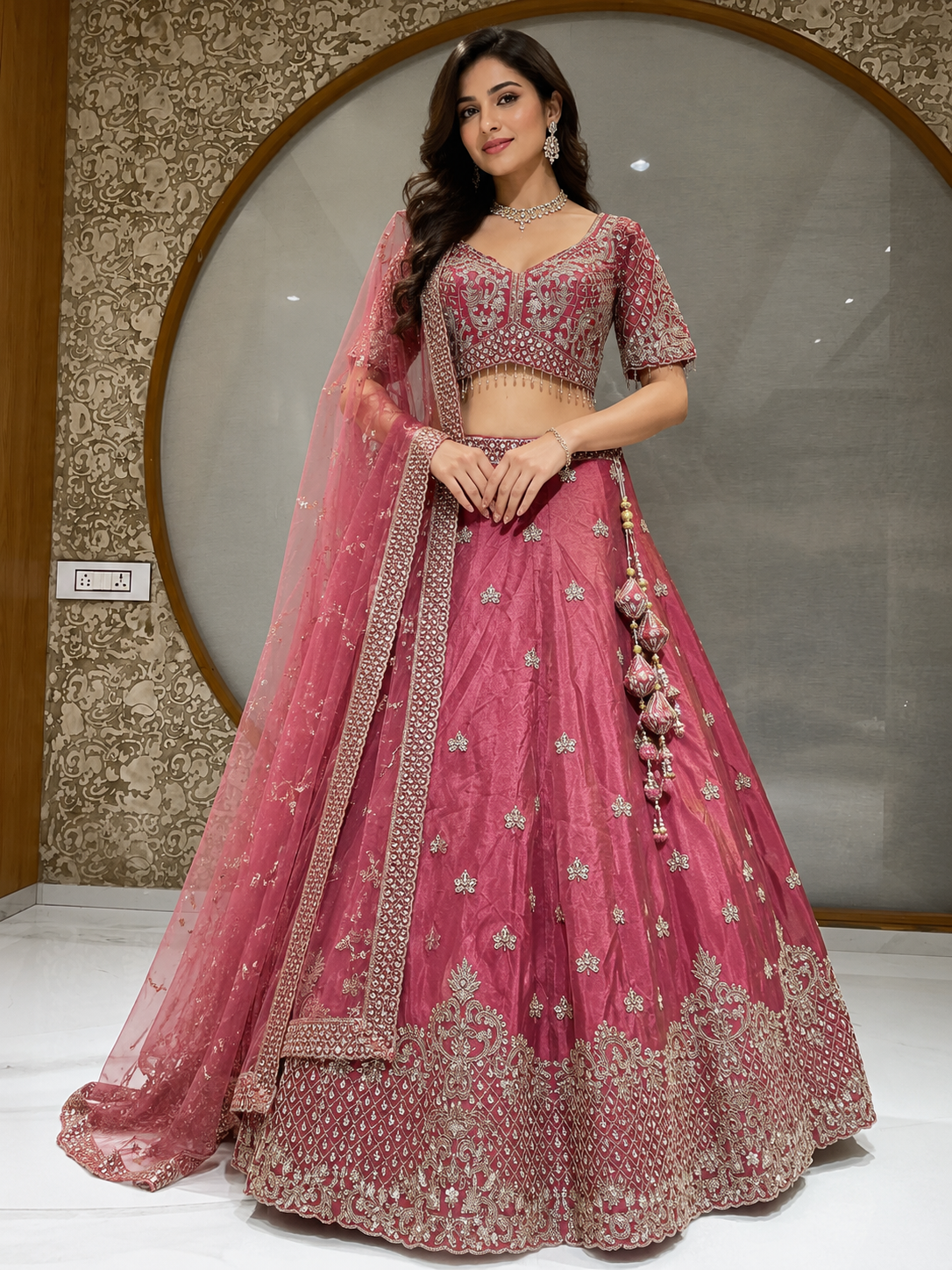 Exquisite Pink Silk Lehenga Choli