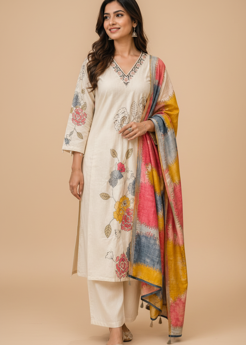 Elegant Cotton-Silk Kurta Set