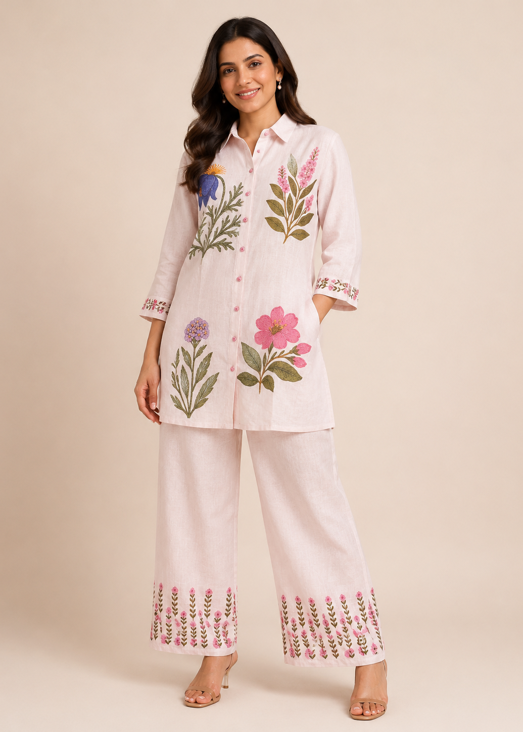 Charming Pastel Linen Co-ord Set