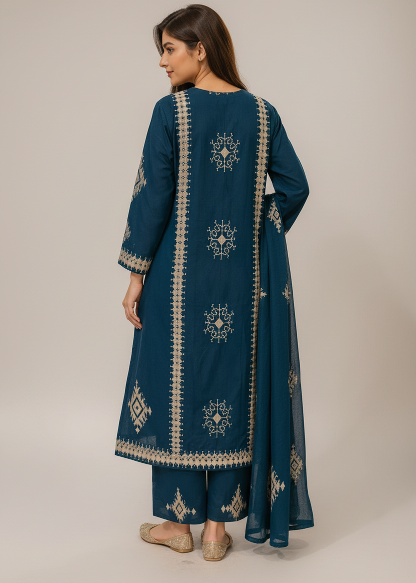 Geometric Tribal Block Print Kurta Set