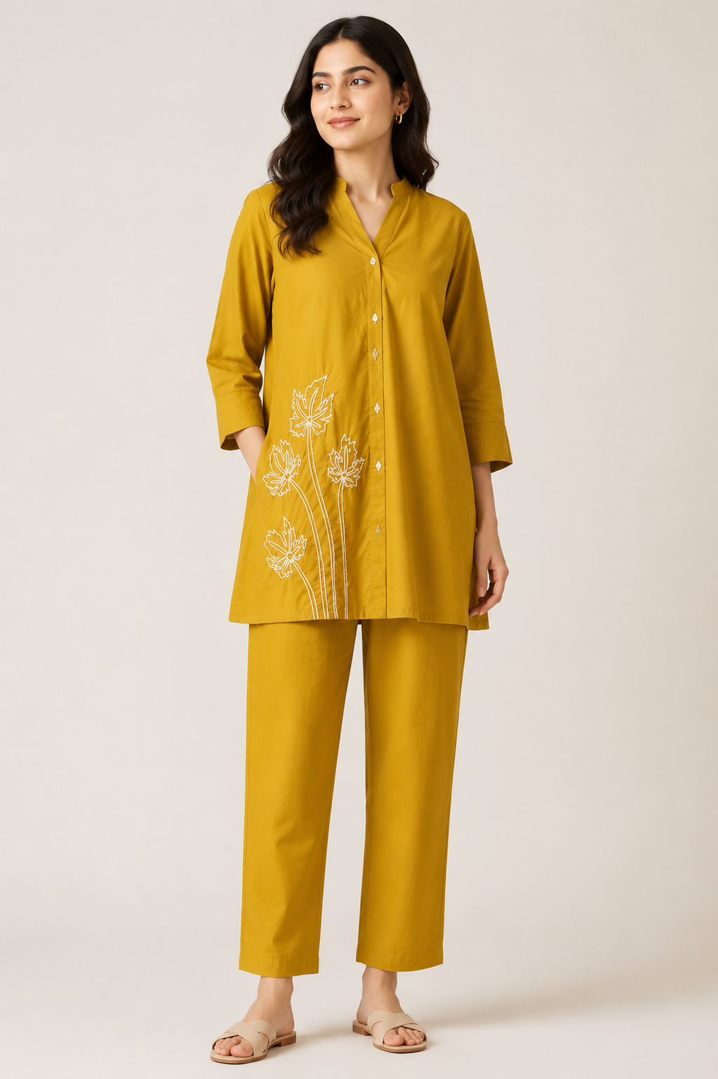 Ochre Bloom Embroidered Co-ord Set