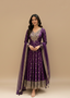 Regal Deep Purple Silk Anarkali Gown Set