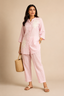 Pastel Pink Embroidered Linen Co-ord Set