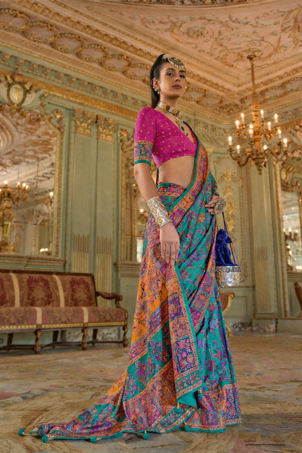 Elegant Teal Paithani Silk Saree