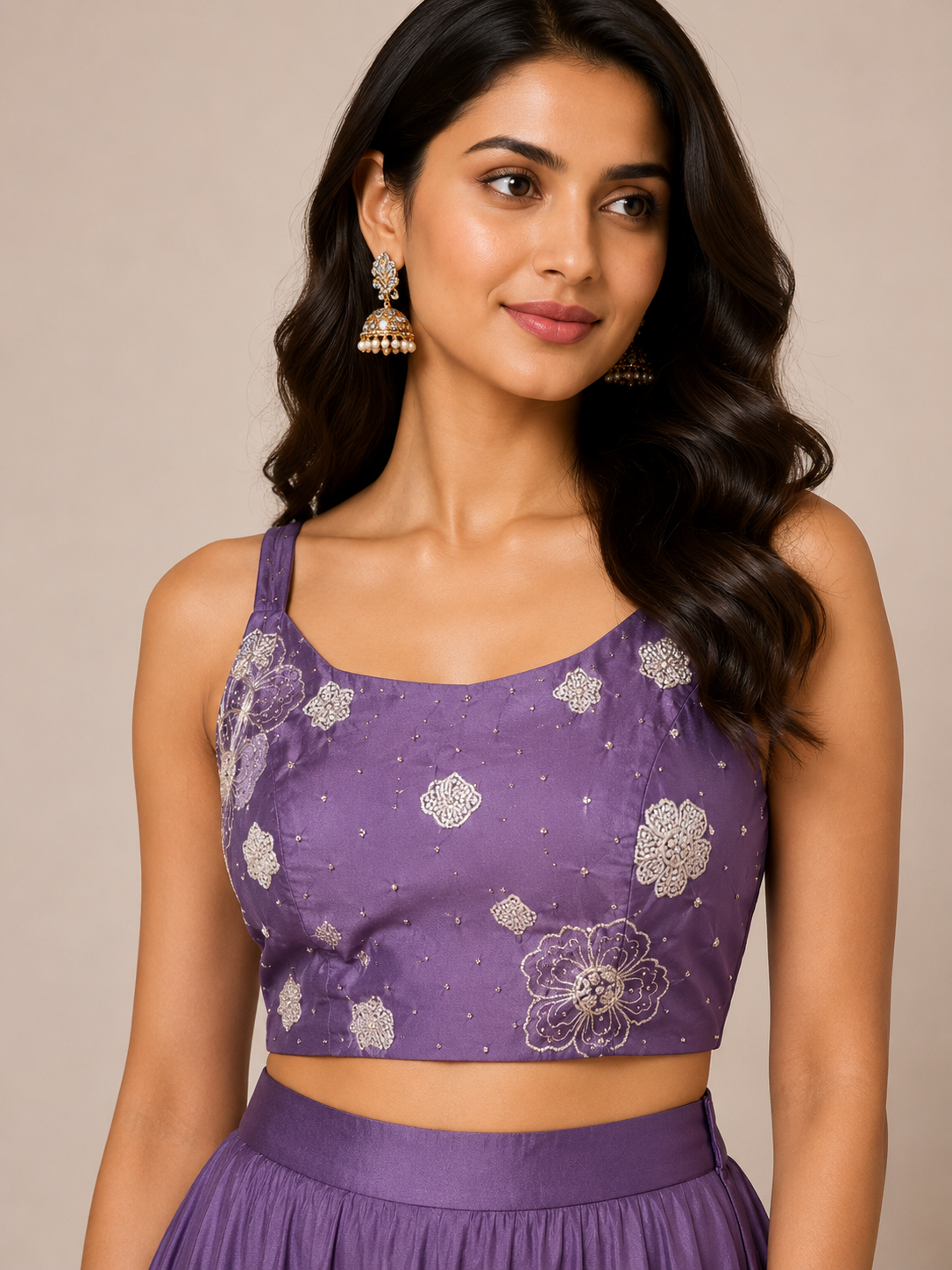 Lavender Elegance Indo-Western Set Secondary image