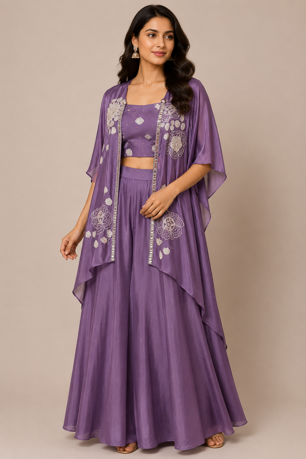 Lavender Elegance Indo-Western Set Main image