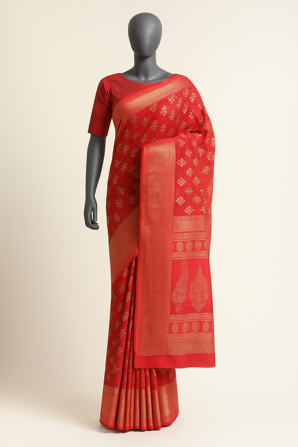 Vermillion Zari Bloom Saree (PROGRAM GS-16) Main image