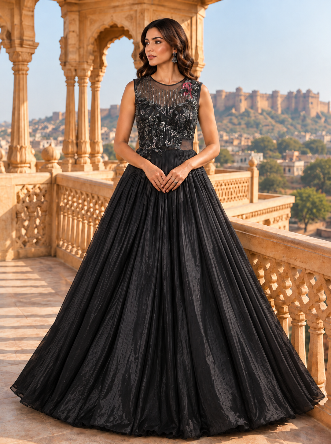 Midnight Black Embellished Gown Main image