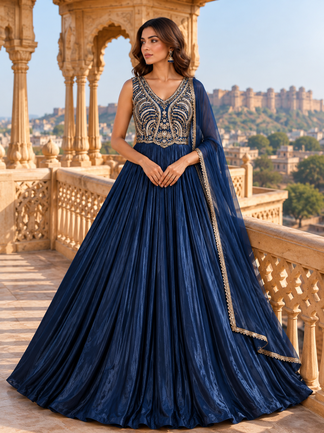 Royal Navy Embroidered Gown Set Main image