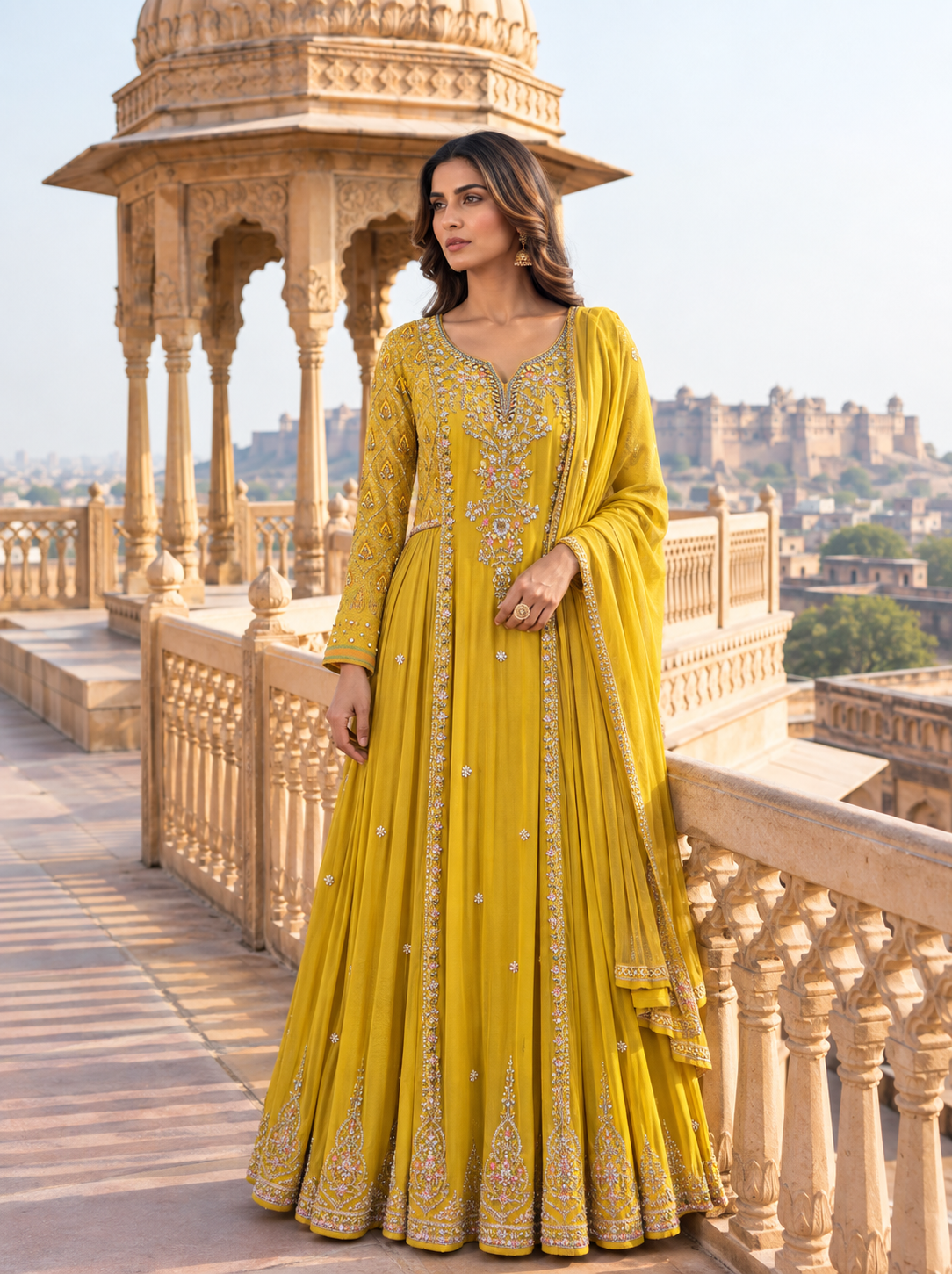 Sunehri Noor Anarkali Set