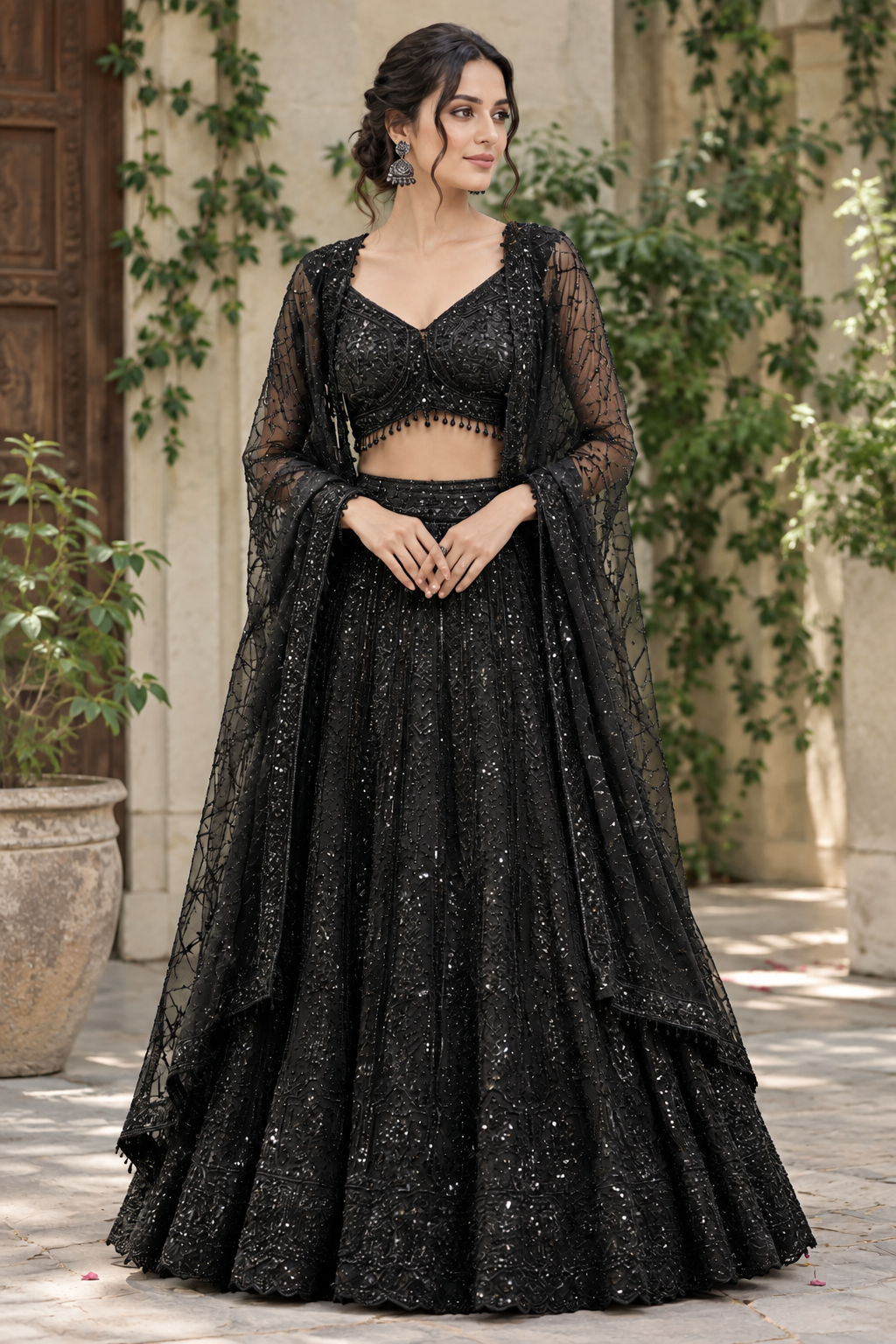 Black Midnight Noir Lehenga