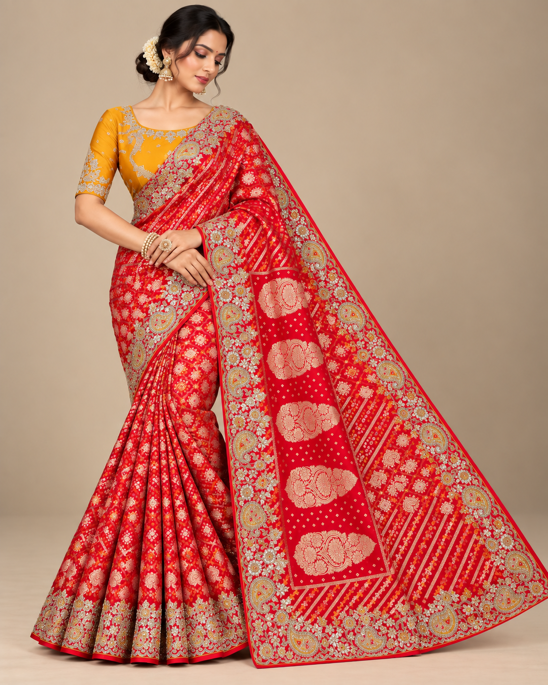 Rani Pink Soft Saree with Intricate Floral and Paisley Embroidery