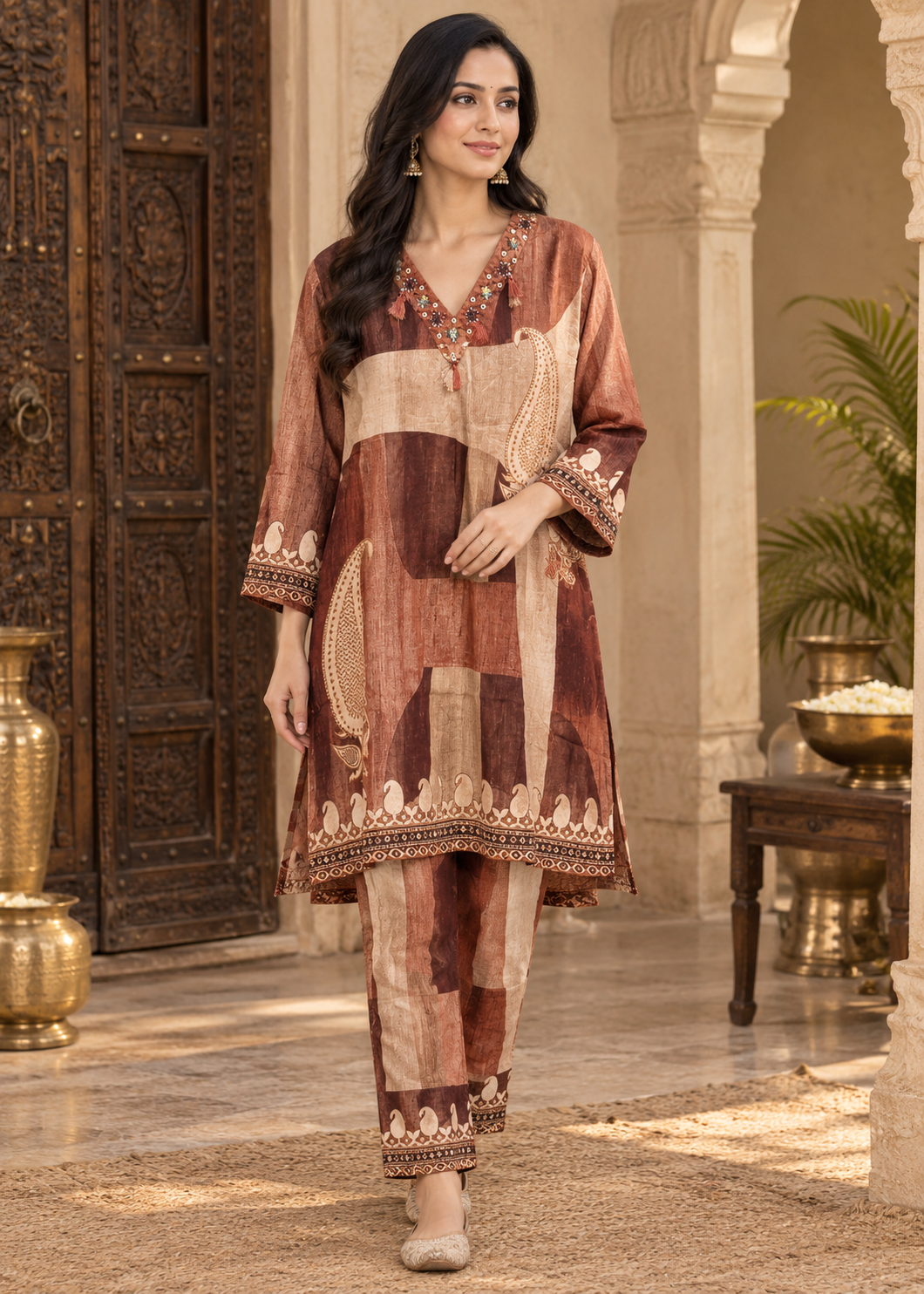Terracotta Paisley Patchwork Co-Ord Set