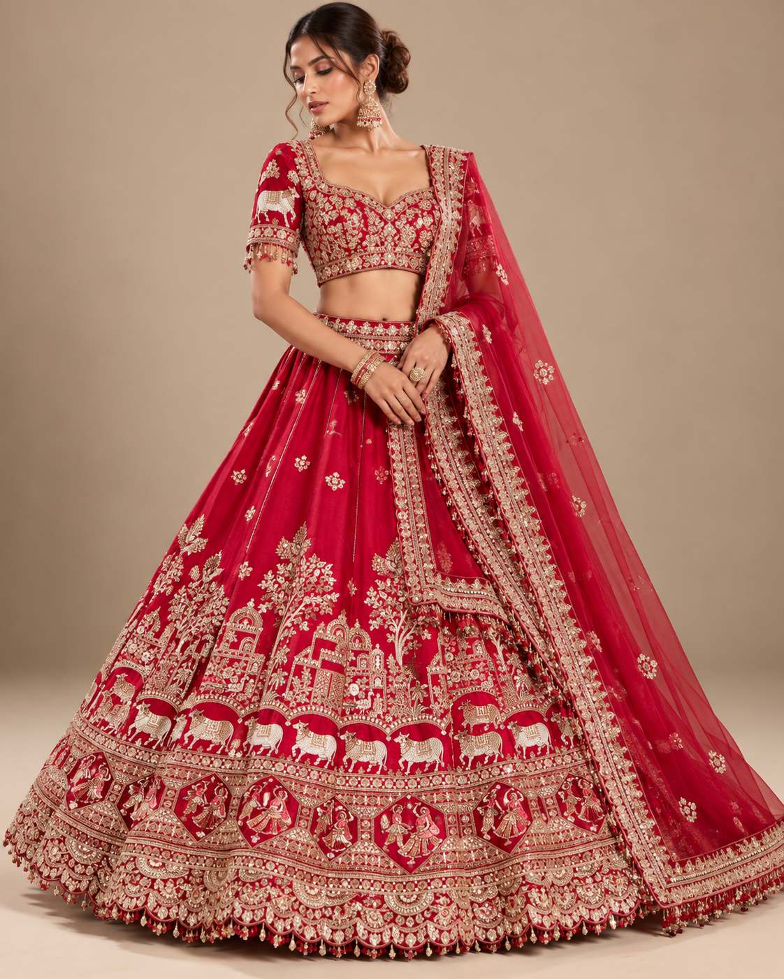 Maroon Royal Heritage Bridal Lehenga Choli Main image