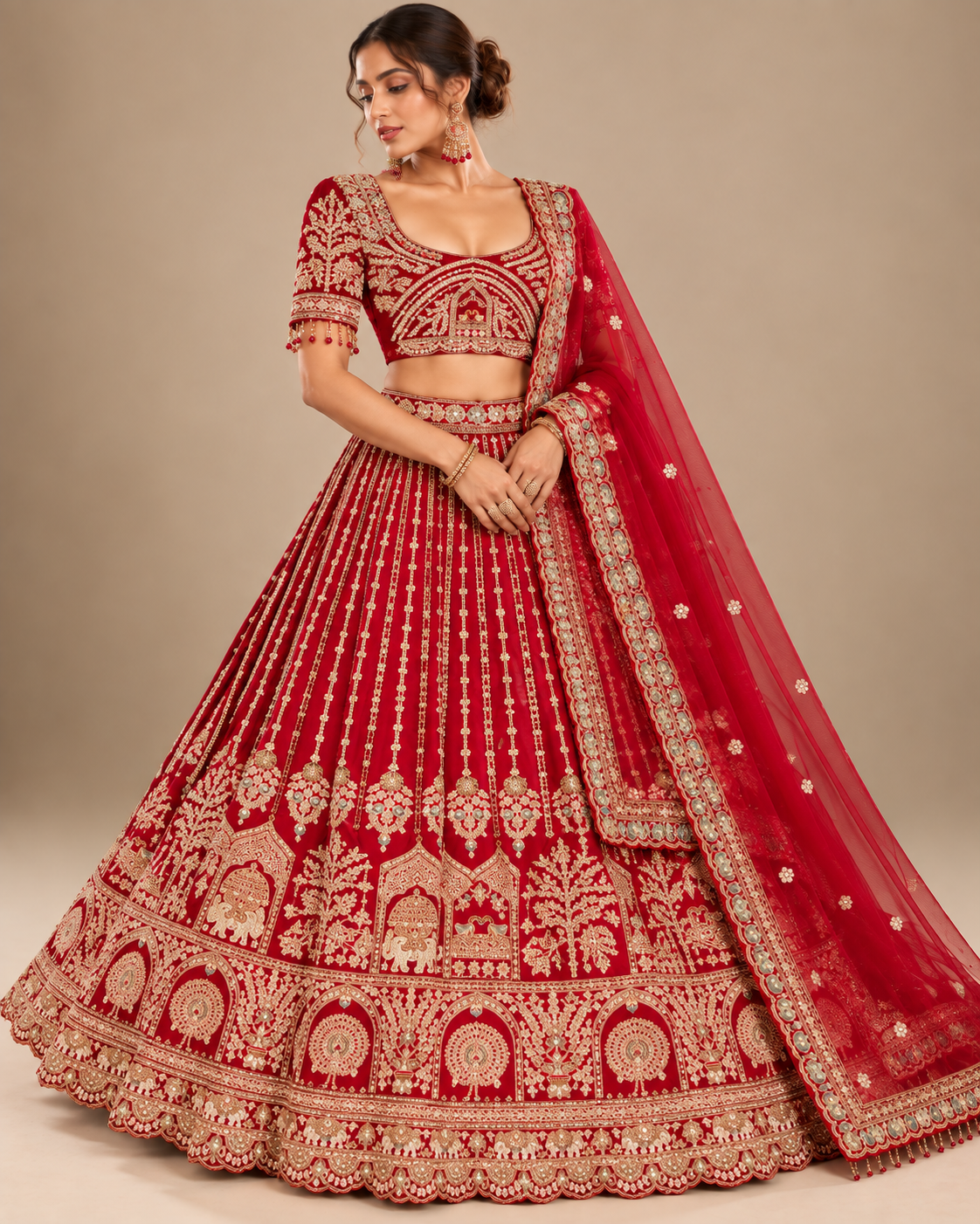 Maroon Royal Embroidered Lehenga Set Main image