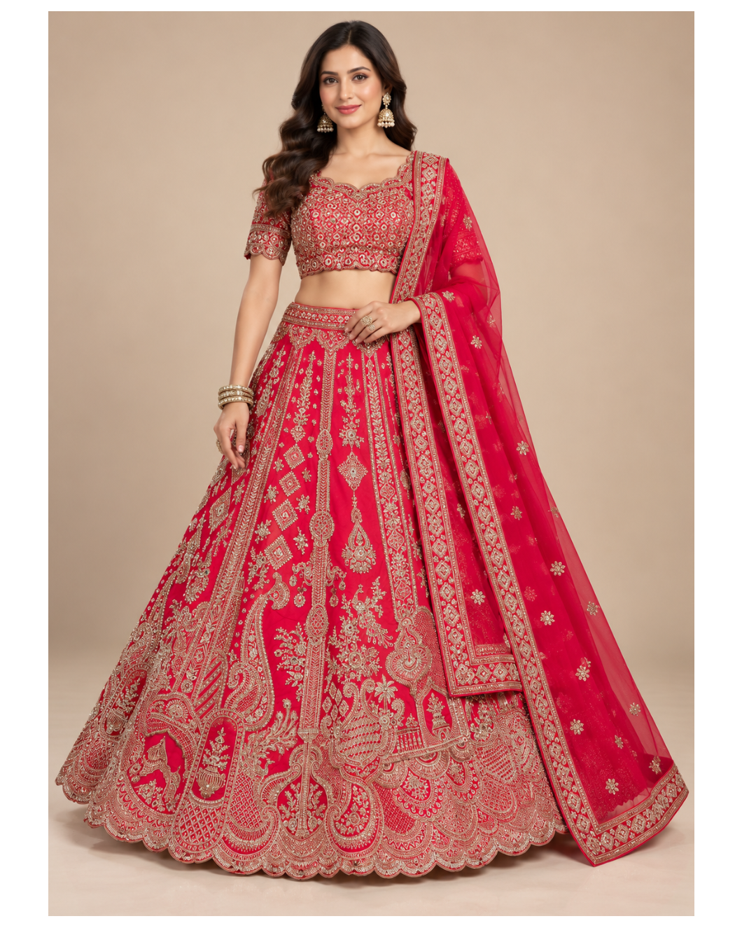 Rani Pink Heavy Embroidered Bridal Lehenga Main image
