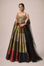 Midnight : Geometric Color-Block Silk Lehenga
