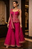 Buy Magenta Corset-Style Sharara Set with Gold Work Online