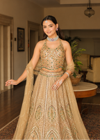 Champagne Gold Mirror & Sequin Embellished Lehenga Set