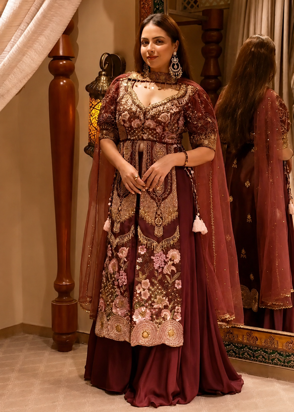 Embroidered Front-Slit Jacket Kurta Set