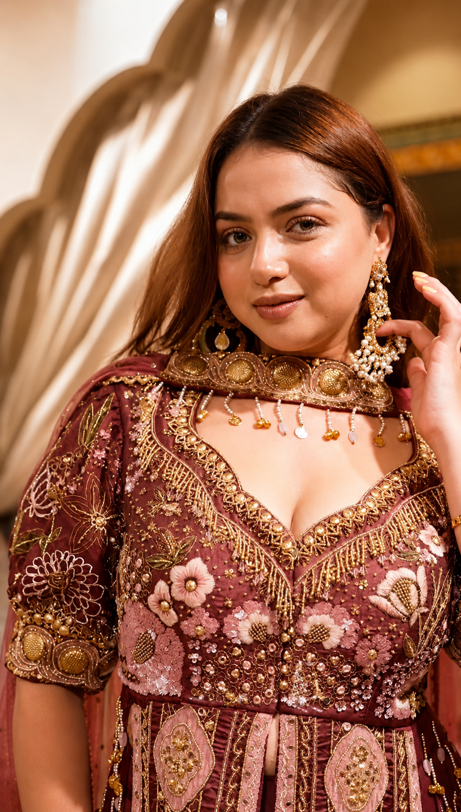 Embroidered Front-Slit Jacket Kurta Set Secondary image