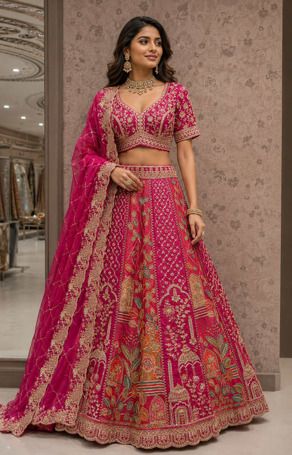 Heritage Architectural Embroidered Lehenga Choli