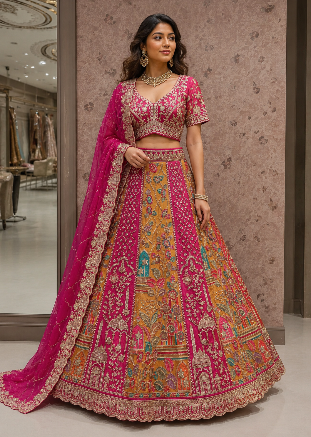 Heritage Architectural Embroidered Lehenga Choli