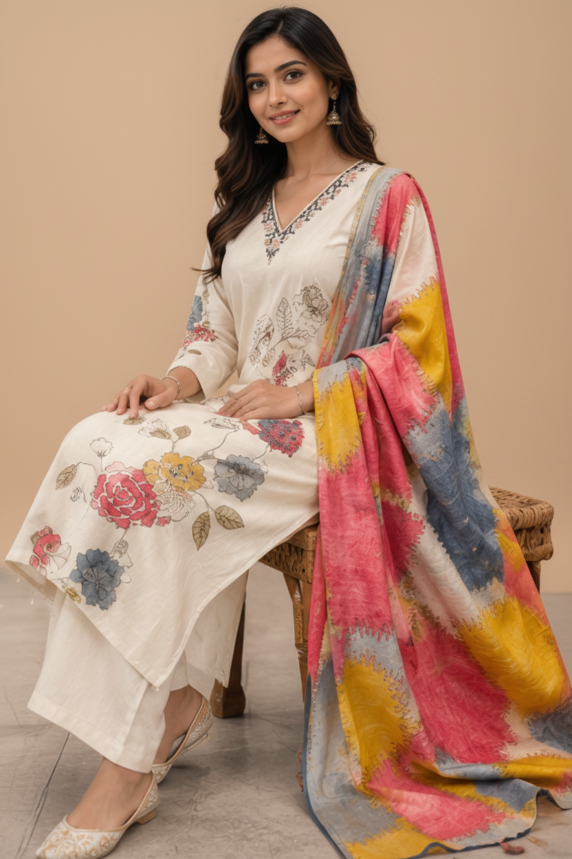 Elegant Cotton-Silk Kurta Set