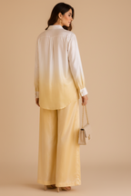 Pastel Yellow Ombre Satin Shirt Co-ord Set
