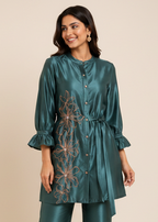 Teal Green Satin Co-ord Set
