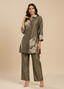 Floral Hand-Embroidery Satin Co-ord Set