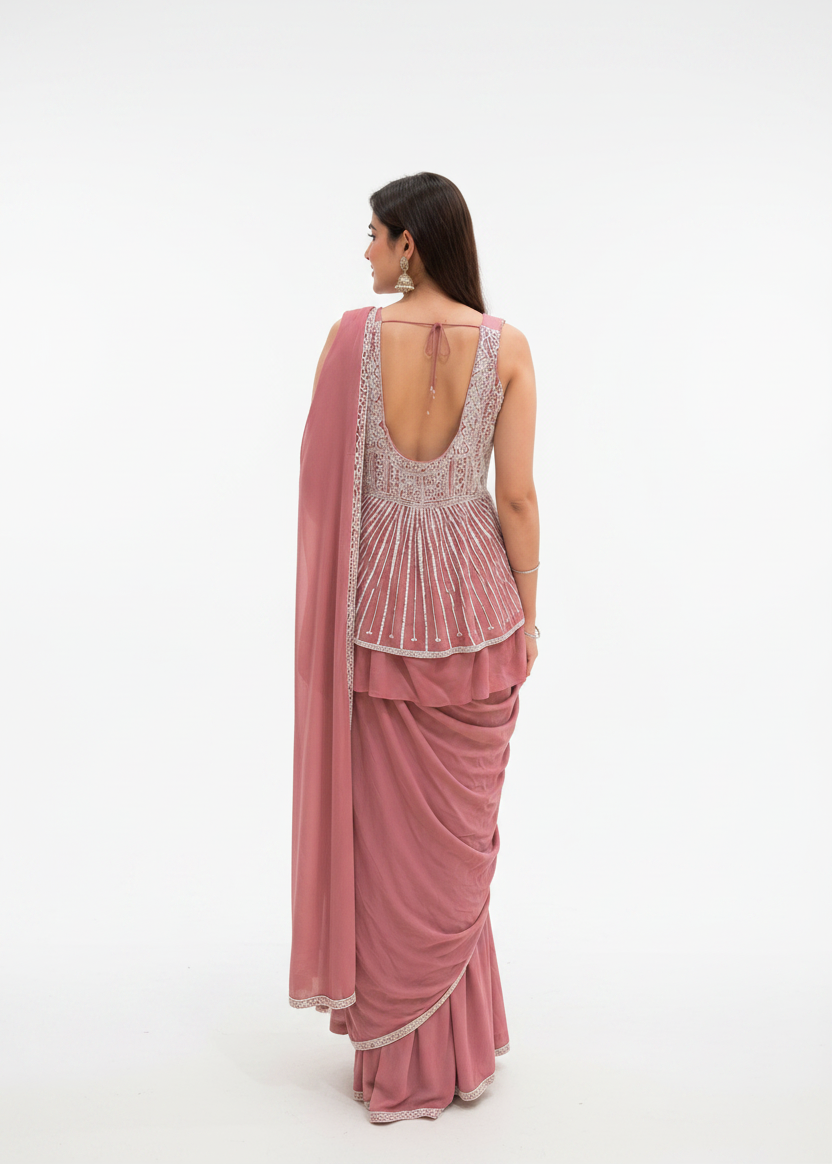 Peplum Blouse Ready-to-Wear Lycra Drape Saree