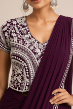 Deep Wine Pre-Stitched Drape Saree