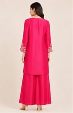 Vibrant Fuchsia Pink Embroidered Kurta Set