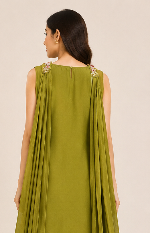 Asymmetric Embroidered Kurta Set Secondary image