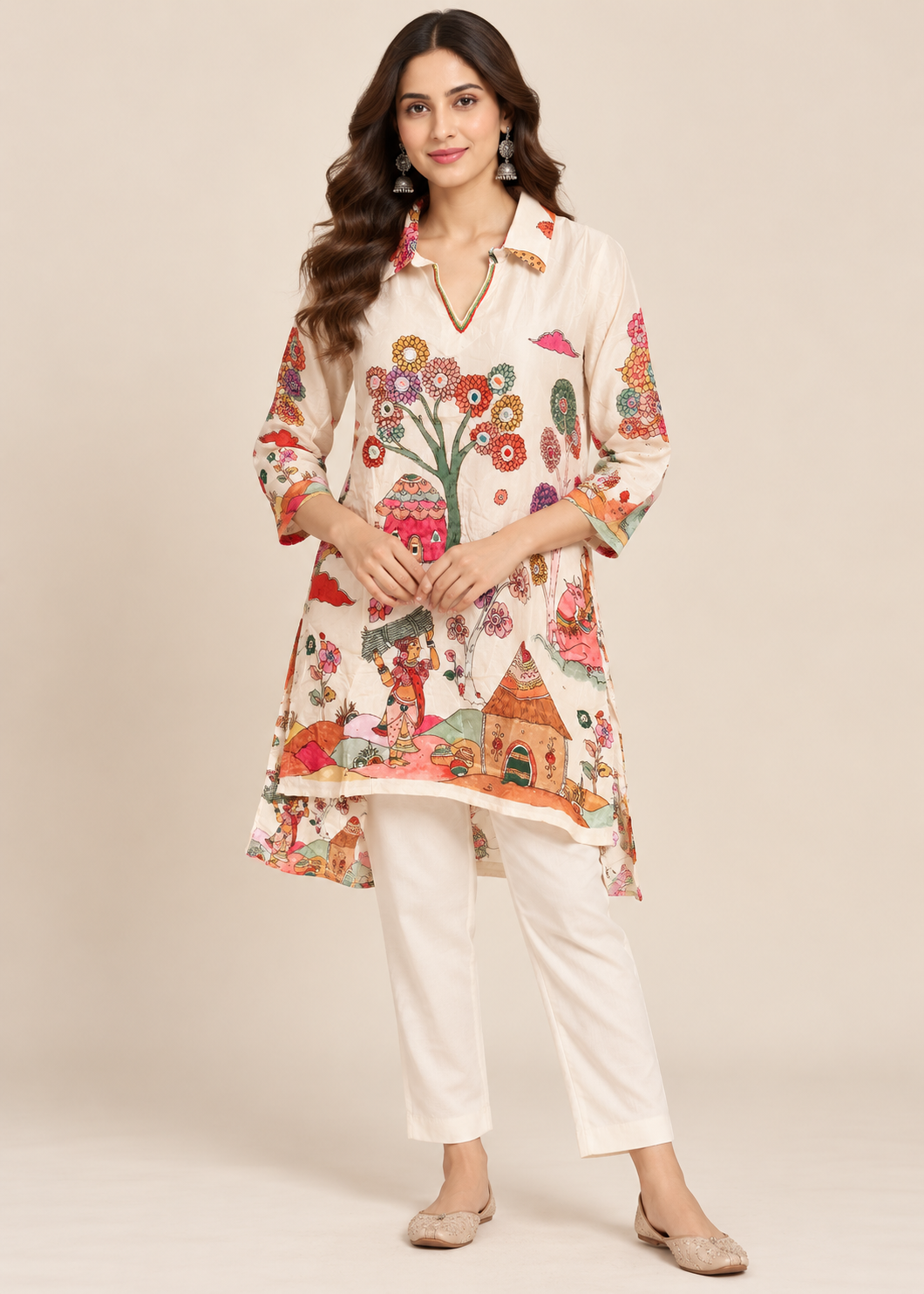 Vibrant Kalamkari-Inspired Folk Art Tunic Set Main image