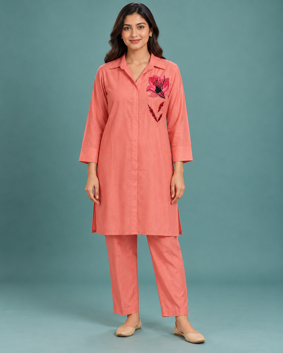 Coral Floral Co-ord Set Main image