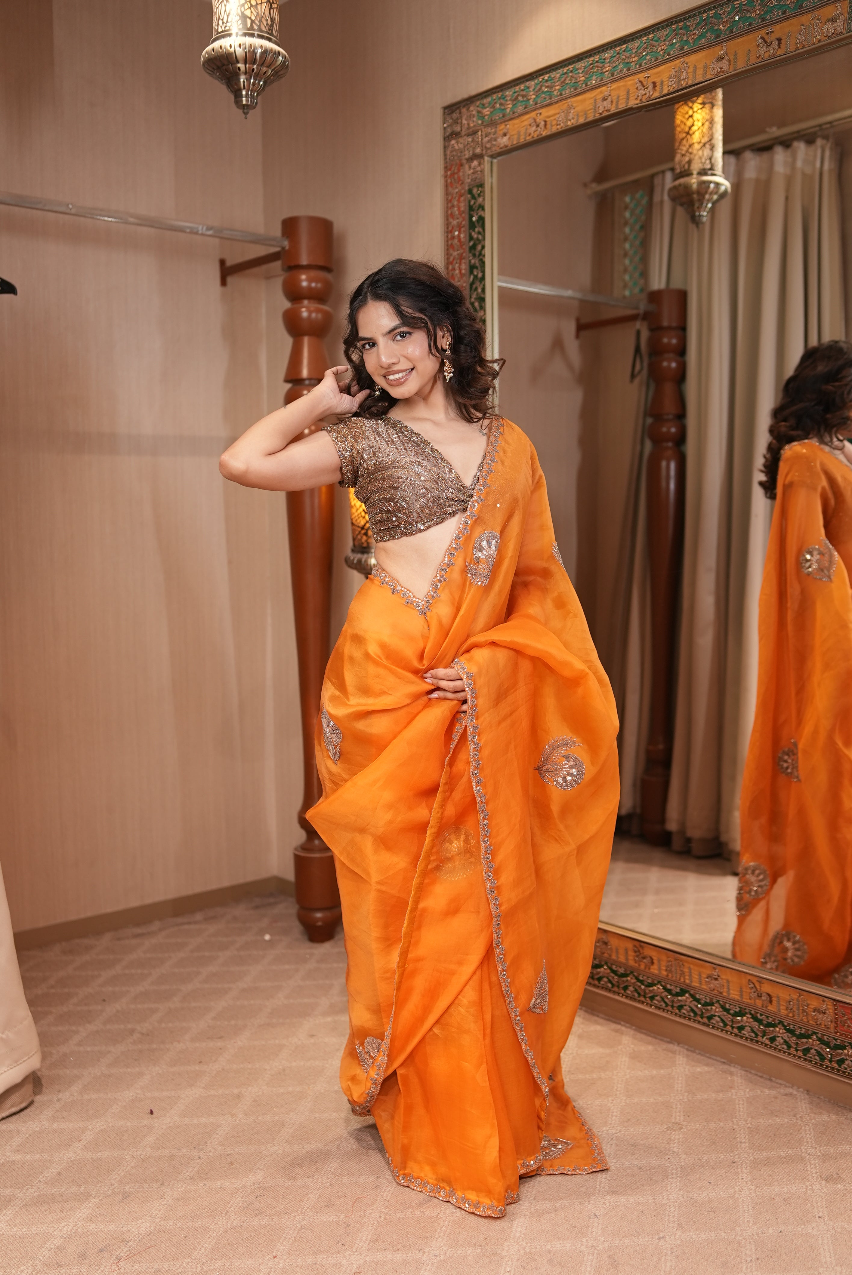 Amber Glow Organza Saree